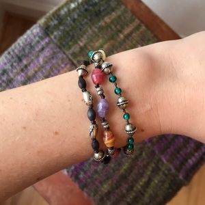 Three strand bead and metal Lucky Brand Bracelet